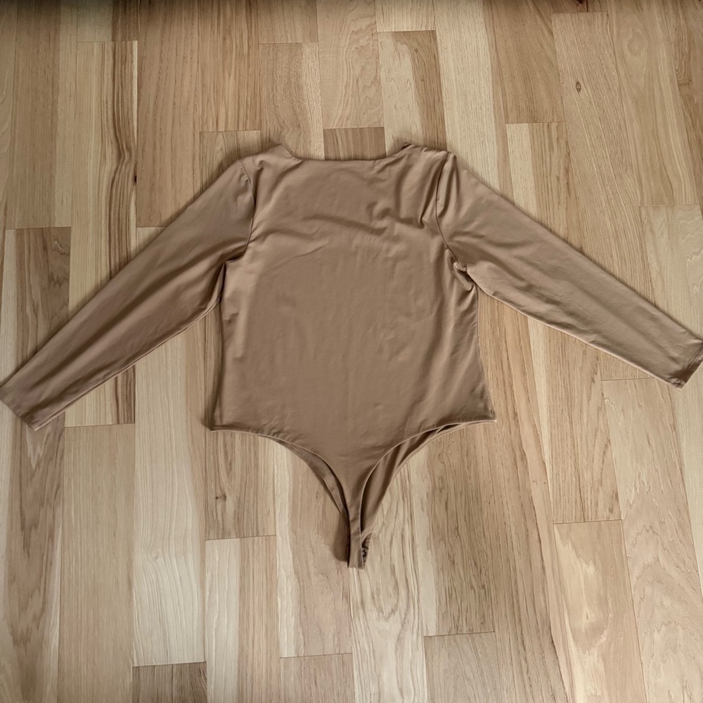 Nuuds Tan Long Sleeve Square-neck Bodysuit Size XXXL - Picture 10 of 10